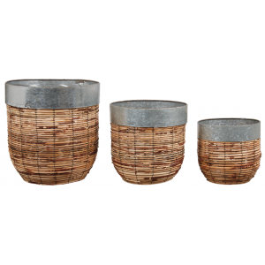 Photo JCP408S : Cache-pots en rotin antique 