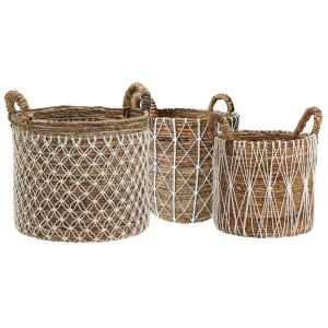 Photo JCP437S : Set of 3 baskets in natural abaca 