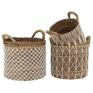 Photo JCP437S : Set of 3 baskets in natural abaca 