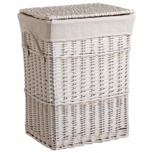 Photo KLI289SC : White lacquered willow laundry baskets