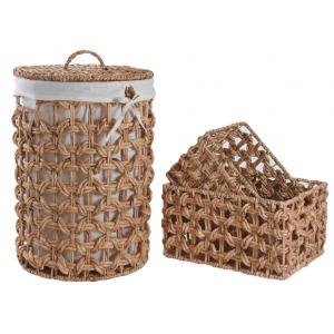 Photo KLI356SC : Hyacinth laundry basket with storage baskets
