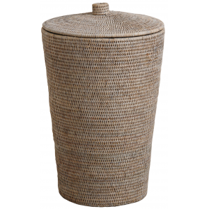 Photo KLI3620 : Whitewashed rattan laundry basket