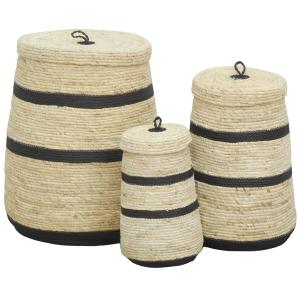 Photo KLI379S : Set of 3 cornleaf baskets 