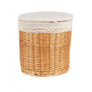 Photo KPO1201C : Stained willow and cotton pouffe