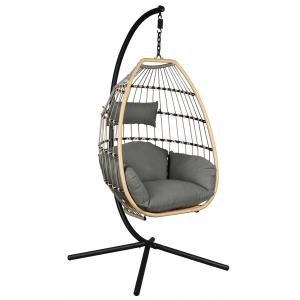 Photo MBA1300C : Design polyresin and steel hanging chair