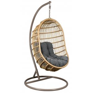 Photo MBA1310C : Oval polyresin and steel hanging chair