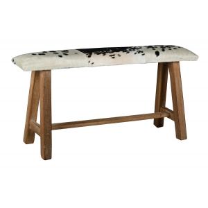 Photo MBC1500 : Recycled wood and cow skin bench with chairback