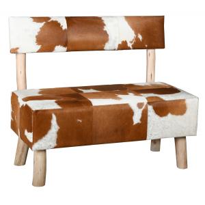 Photo MCA1450 : Recycled wood and cow skin bench