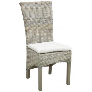 Photo MCH1270C : Grey pulut rattan and mahogany dining chair