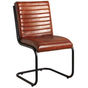 Photo MCH1620C : Chaise en cuir de buffle et métal 