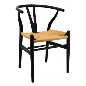 Photo MCH1750 : Black lacquered birch wood and paper rope chair
