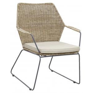 Photo MFA2840C : Grey pulut rattan and metal armchair