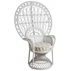 Photo MFA2960C : Fauteuil Emmanuelle en rotin laqué blanc