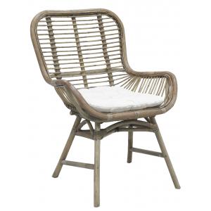 Photo MFA2980C : Fauteuil en rotin teinté gris