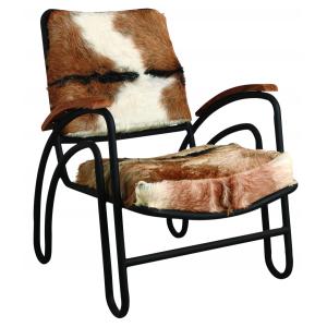 Photo MFA3130C : Metal and goat leather brown armchair