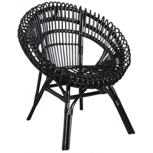 Photo MFA3230 : Fauteuil soleil en rotin laqué noir