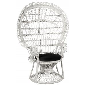 Photo MFA3350C : White rattan peacock chair