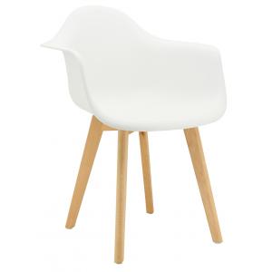 Photo MFA3401 : White polypro and beechwood armchair 