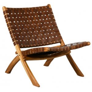 Photo MFA3450 : Teak and leather folding armchair