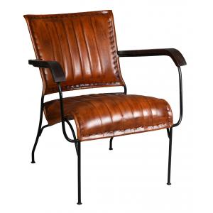 Photo MFA3520 : Leather, wood and metal armchair