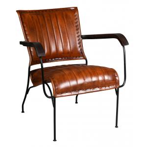 Photo MFA3520 : Leather, wood and metal armchair