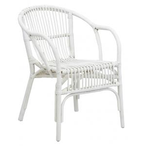 Photo MFA3670 : Fauteuil en rotin laqué blanc