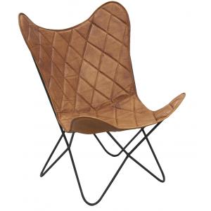 Photo MFA3730 : Brown leather Butterfly armchair