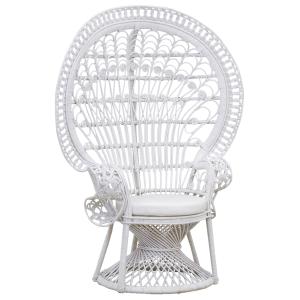 Photo MFA3770C : Fauteuil Emmanuelle en rotin laqué blanc