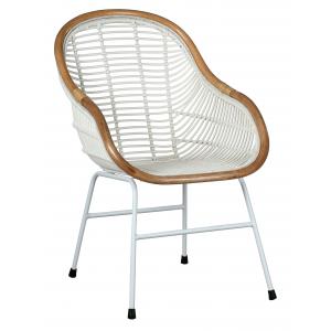 Photo MFT1320 : Fauteuil en rotin synthétique ajouré blanc et naturel