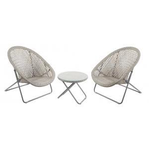 Photo MST143SV : Synthetic grey resin and metal lounger set