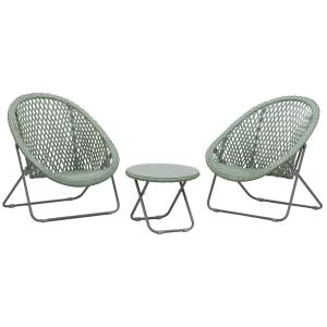 Photo MST145SV : Synthetic green resin and metal lounger set