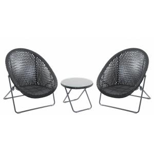 Photo MST146SV : Synthetic black resin and metal lounger set