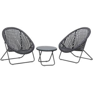Photo MST146SV : Synthetic black resin and metal lounger set