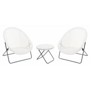 Photo MST147SV : Synthetic white resin and metal lounger set