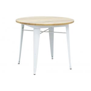 Photo MTA1780 : Table industrielle en métal blanc et bois d'orme huilé