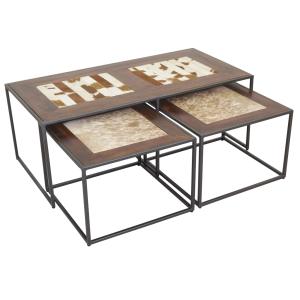 Photo MTB212S : Série de 3 tables en bois et métal