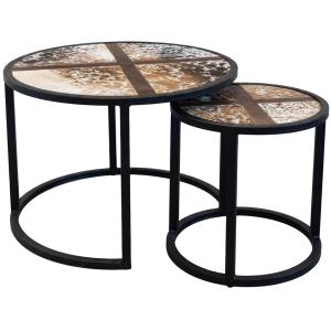 Photo MTB234S : Série de 2 tables basses en métal et bois