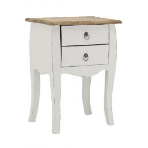 Photo MTN1160 : Table de nuit en bois blanc antique
