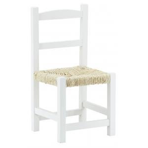 Photo NCE1270 : Chaise enfant en bois teinté blanc