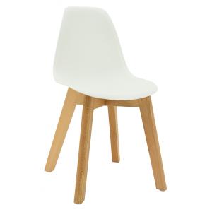 Photo NCE1301 : Chaise enfant en polypro blanc et hêtre 