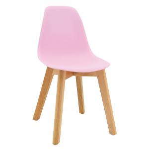 Photo NCE1304 : Chaise enfant en polypro rose et hêtre