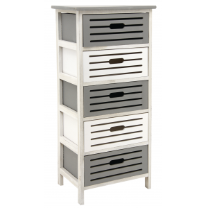 Photo NCM3340 : Wooden grey and antic white chests of 5 drawers