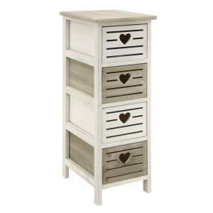 Photo NCM3350 : Wooden dark green and antic white chests of 4 drawers Heart