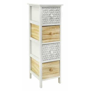 Photo NCM3370 : White and natural paulownia cabinet