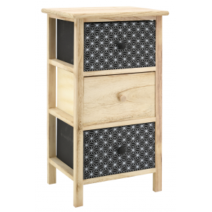 Photo NCM3400 : Black and natural paulownia cabinet