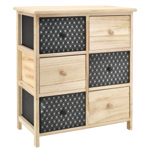 Photo NCM3420 : Black and natural paulownia cabinet