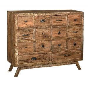 Photo NCM3520 : Commode en bois recyclé et métal 14 tiroirs