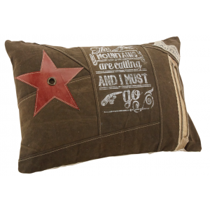 Photo NCO2560 : Coussin en coton et cuir Etoile