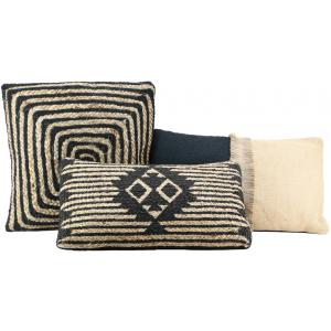 Photo NCO261S : Jute and black cotton cushions