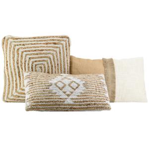 Photo NCO262S : Coussins en jute et coton blanc